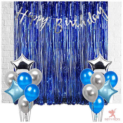 Buy Hankley Birthday Decoration Set Foil Curtain, Banner & Balloons