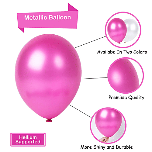 Hankley Birthday Decoration Set - Foil Banner & Metallic Balloons, Pink, 3 pcs Decorative Items, Foil Balloon