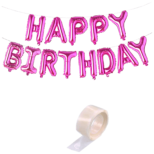 Hankley Birthday Decoration Set - Foil Banner & Metallic Balloons, Pink, 3 pcs Decorative Items, Foil Balloon