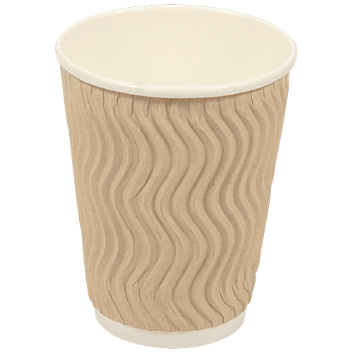 Klassic Disposable Biodegradable Rippled Paper Cup - White, Easy To Use, Non Toxic, 62.6 ml (Pack of 25)