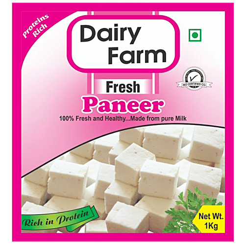 Dairy Farm Paneer - Fresh, Made From Pure Milk, Protein Rich, For Starters & Gravies, 1 kg  