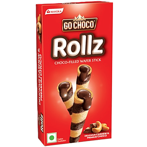 Go Choco Rollz Choco Filled Wafer Stick, 45 g  