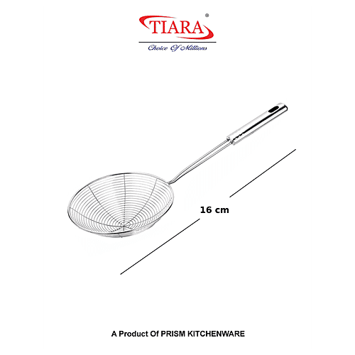Tiara Prime Frying/Mesh/Puri Strainer - With Long Handle, Strong & Durable, 16 Cm, 90 g  