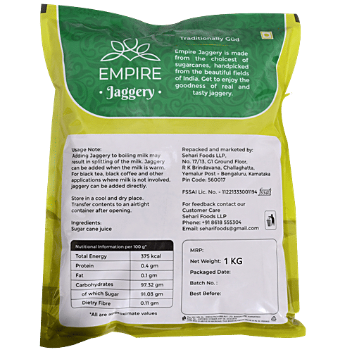 Empire Jaggery Powder - Made From Sugar Cane Juice, Healthy & Pure, Natural Sweetener, 1 kg Pouch