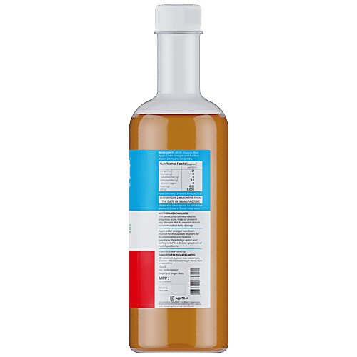 SUPRFIT Apple Cider Vinegar With Mother - Raw, Unfiltered, Unpasteurised, For Gut Health, Immunity, 500 ml  