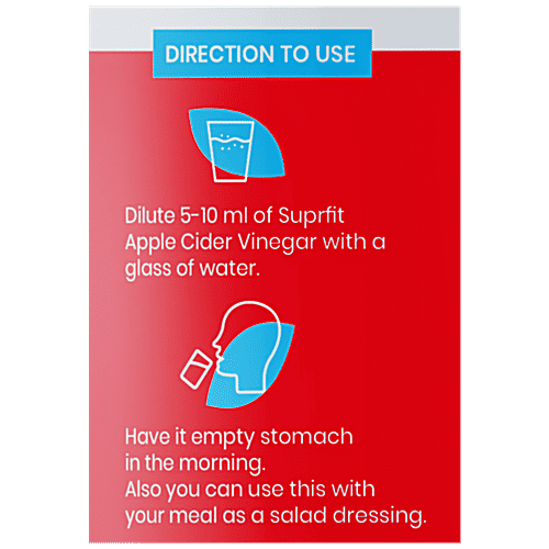 SUPRFIT Apple Cider Vinegar With Mother - Raw, Unfiltered, Unpasteurised, For Gut Health, Immunity, 500 ml  