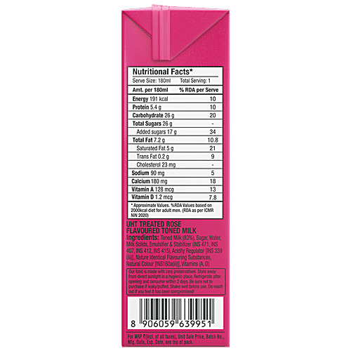 Epigamia  Rose Milkshake - Rich, Creamy, High Protein, 180 ml  