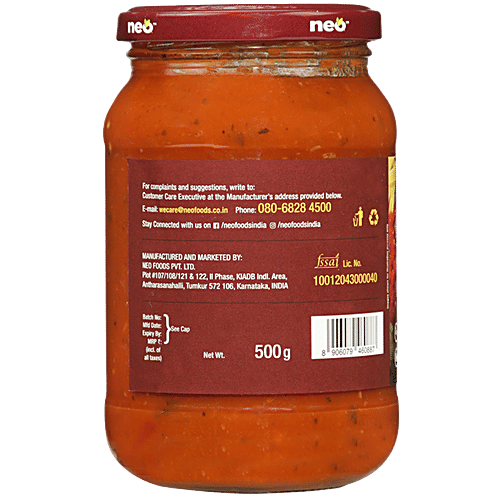 Neo Pizza & Pasta Sauce - Authentic Italian, Non GMO, Farm Fresh, For Cooking, Spread, Dips, 500 g  