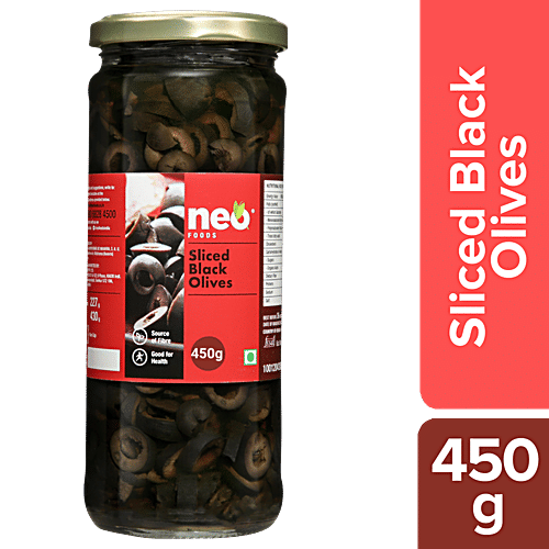 Neo Sliced Black Olives - Ready To Eat, Versatile, Multipurpose Condiment, Fibre Rich, 450 g  Versatile Condiment
 Fibre Rich