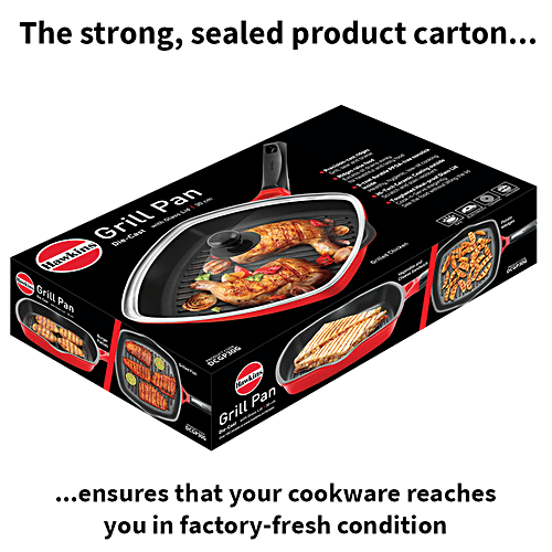 Buy Hawkins Die Cast Grill Pan With Glass Lid Durable, Red DCGP30G