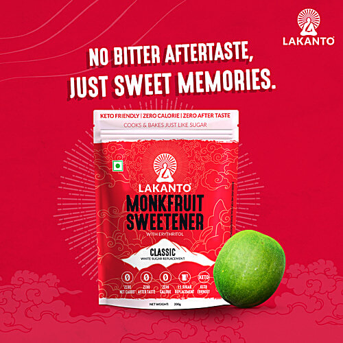 Lakanto Classic Monk Fruit Sweetener, Zero Calorie, Zero Net Carbs , Keto Friendly, 200 g Pouch 