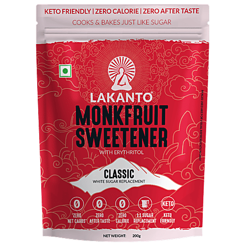 Lakanto Classic Monk Fruit Sweetener, Zero Calorie, Zero Net Carbs , Keto Friendly, 200 g Pouch 