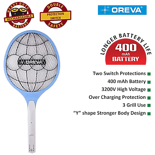 Oreva Mosquito Racket - Plastic, ORMR-007, 3200 V, 1 pc
