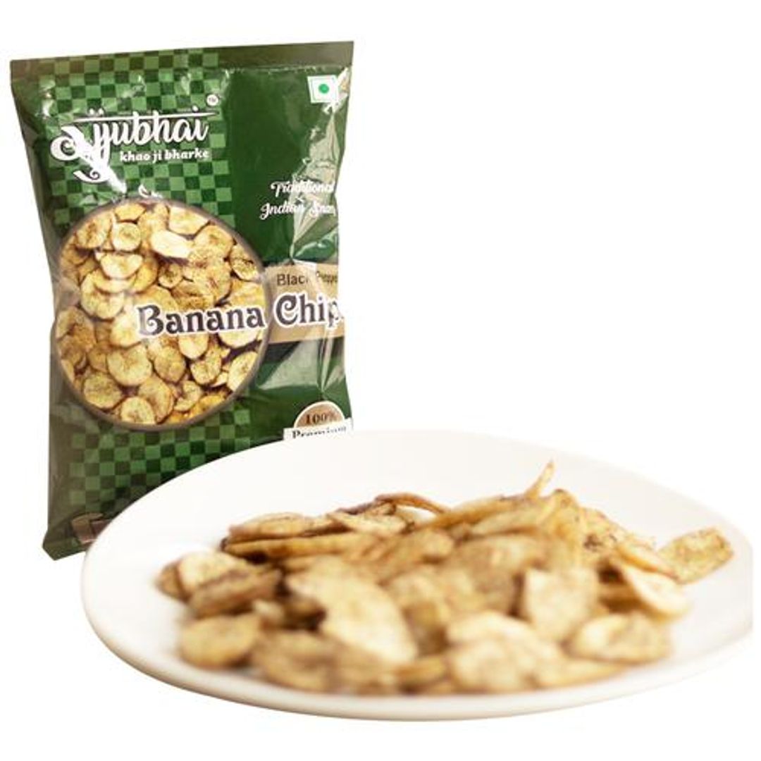 Gujjubhai Banana Chips - Crispy & Crunchy, Rich In Nutrients, Traditional Indian Snack, 65 g Pouch