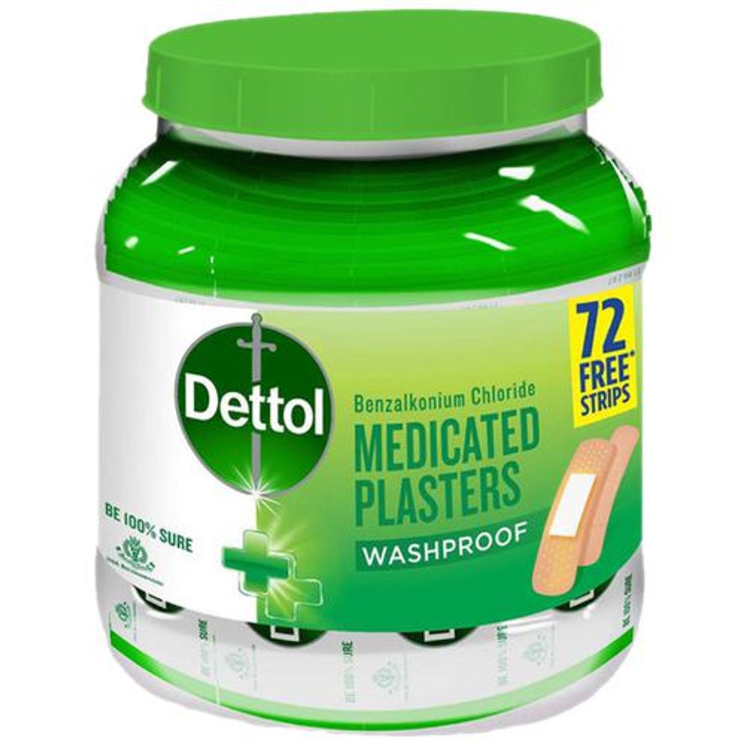Dettol Medicated Plasters - For Antiseptic & First Aid, Washproof, 172 pcs Jar