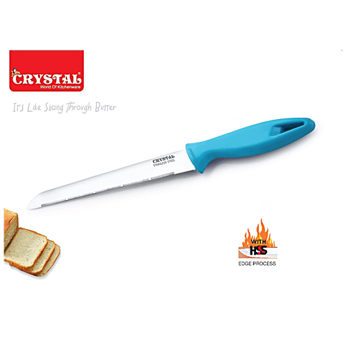 Crystal Stainless Steel Bread Knife - With Comfortable Grip, Strong & Durable, Multicolour, No. 11, 1 pc