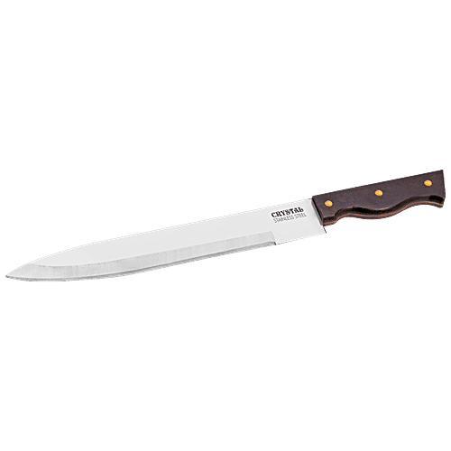 Crystal Stainless Steel Butcher Knife - With Comfortable Grip, Durable, Rust Proof, Rose Wood, No. 15, 1 pc  