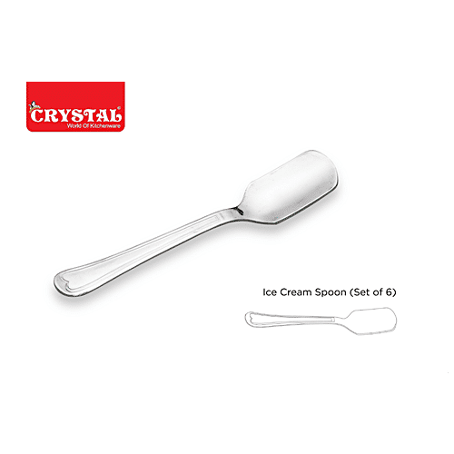 Crystal Stainless Steel Sleek Ice Cream Spoon Set - Elegant Design, Dubrale, Rust-Proof, 6 pcs  