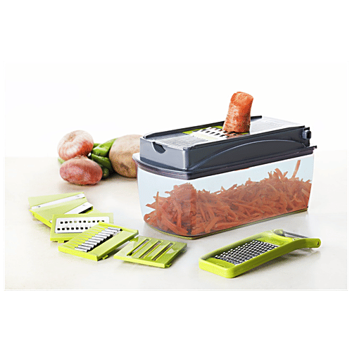 Crystal 12 In 1 Express Mini Dicer - Container, Top Cover, Blade Holder, Slicer, Peeler & Grate Blades, 1 pc  
