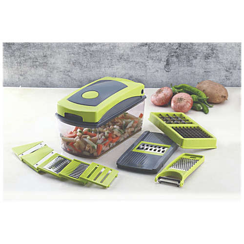 Crystal 12 In 1 Express Mini Dicer - Container, Top Cover, Blade Holder, Slicer, Peeler & Grate Blades, 1 pc  