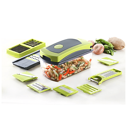 Crystal 12 In 1 Express Mini Dicer - Container, Top Cover, Blade Holder, Slicer, Peeler & Grate Blades, 1 pc  