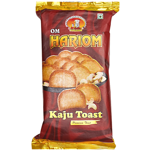 Om Hariom Kaju Toast - Toasted Cashew Flavoured, Crunchy Snack, Perfect For Tea, Coffee, 200 g  