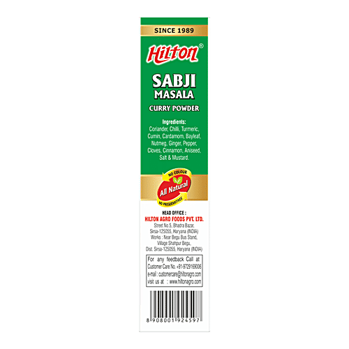 Hilton Sabzi Masala - High Quality Spice Blend, Enhances Taste & Flavour, For Daily Vegetables, Curries, 100 g  