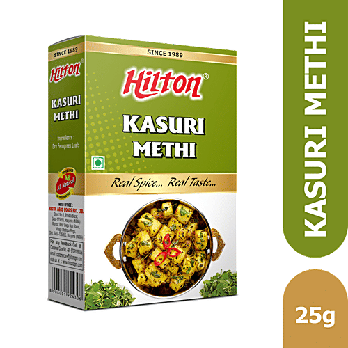 Hilton Kasuri Methi - Aromatic, Dried Fenugreek Leaves, Enhances Taste & Flavour, For Savoury Dishes, 25 g  
