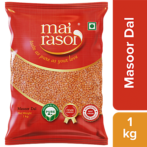 Mai Rasoi Masoor Dal - Unpolished, Protein & Fibre Rich, For Making Soups, Porridge, 1 kg  