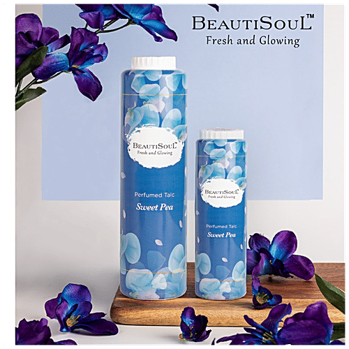 Beautisoul Perfumed Talc Powder - With Sweet Pea Flower, Refreshing, Prevents Body Odour, 300 g Bottle
