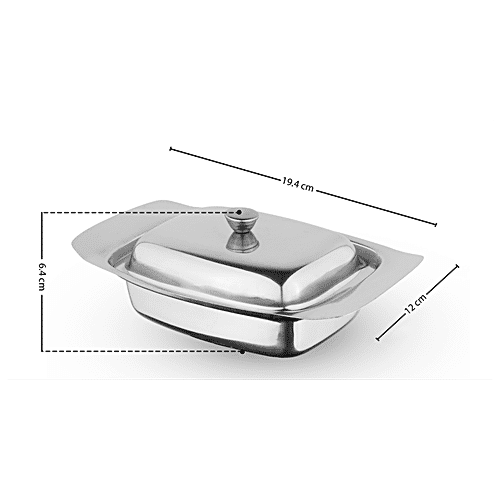 Omega Stainless Steel Butter Dish & Knife Set - Durable, Convenient , For Storing & Serving, 2 pcs  