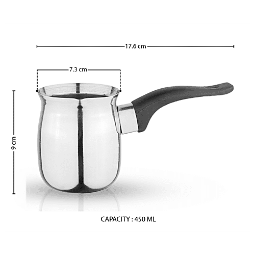 Omega Stainless Steel Coffee Warmer - 2, With Bakelite Handle, Durable, Sturdy , Multipurpose, 450 ml  