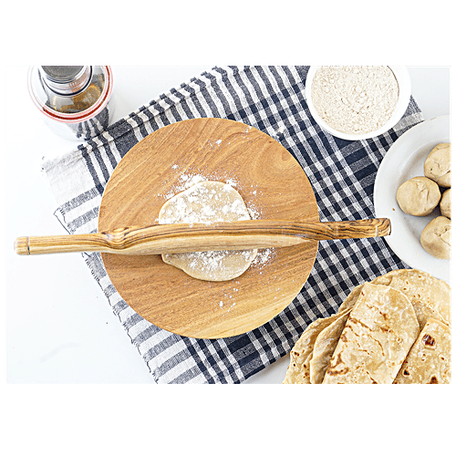 Omega Wooden Belan/ Rolling Pin Marathi - Natural Wax Polished, Sleek , Durable, Long-Lasting, 1 pc  