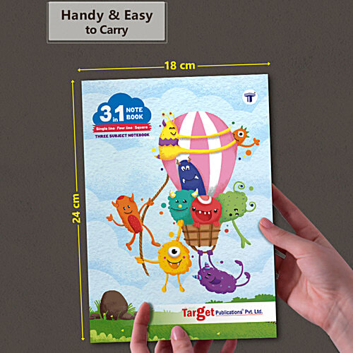 Target Publications 3 in 1 Notebook - Single Line, Four Line, Square 9 MM, 172 Pages, Soft Bound, 57 GSM, 1 pc 3 in 1 Notebook
High-quality Paper
Eco-friendly