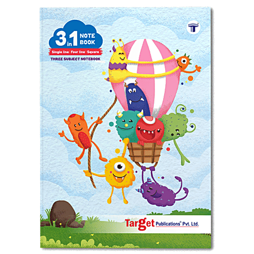 Target Publications 3 in 1 Notebook - Single Line, Four Line, Square 9 MM, 172 Pages, Soft Bound, 57 GSM, 1 pc 3 in 1 Notebook
High-quality Paper
Eco-friendly