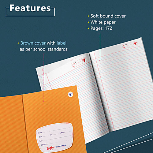 Target Publications Four Line Notebook - 172 Pages, Soft Bound, 57 GSM, 1 pc Ideal for Handwriting Practice
Eco-friendly Paper