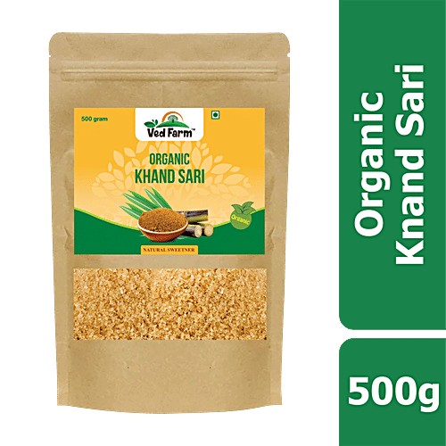 Ved Farm Organic Khand Sari - Natural Sweetener, Rich In Calcium, Boosts Immunity, Chemical Free, 500 g Pouch