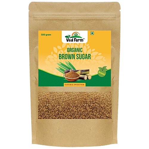 Ved Farm Organic Brown Sugar - Natural Sweetener, Rich In Calcium & Iron, Boosts Immunity, 500 g Pouch 