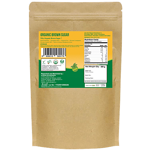 Ved Farm Organic Brown Sugar - Natural Sweetener, Rich In Calcium & Iron, Boosts Immunity, 500 g Pouch 