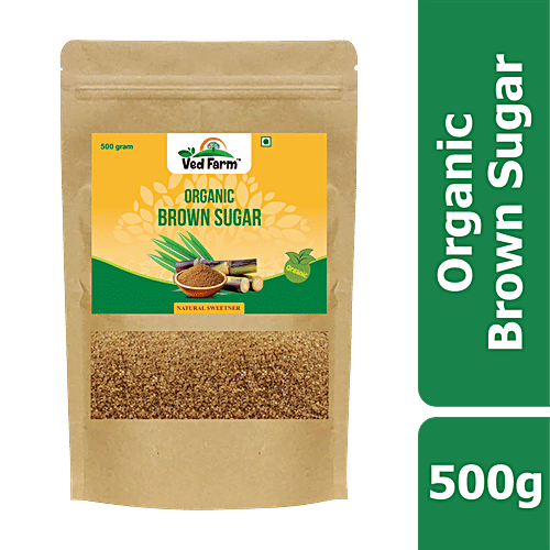 Ved Farm Organic Brown Sugar - Natural Sweetener, Rich In Calcium & Iron, Boosts Immunity, 500 g Pouch 
