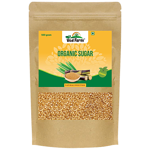 Ved Farm Organic Sugar - Natural Sweetener, Rich In Calcium & Iron, Boosts Immunity, Chemical Free, 500 g Pouch 