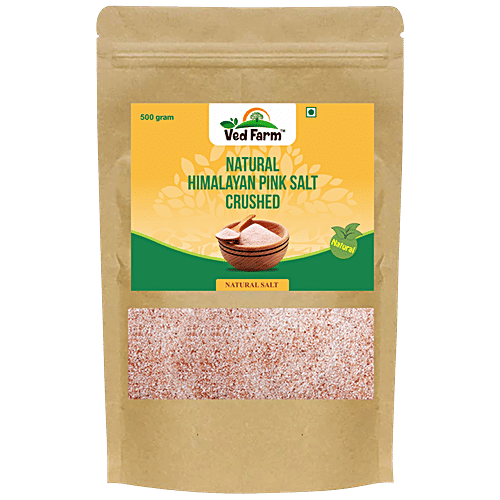 Ved Farm Natural Himalaya Pink Salt - Crushed, Rich In Calcium, Increases Blood Circulation, 500 g Pouch