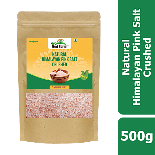 Ved Farm Natural Himalaya Pink Salt - Crushed, Rich In Calcium, Increases Blood Circulation, 500 g Pouch