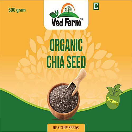 Ved Farm Organic Chia Seeds - Rich In Vitamins & Minerals, Prevents Constipation, Chemical Free, 500 g Pouch 