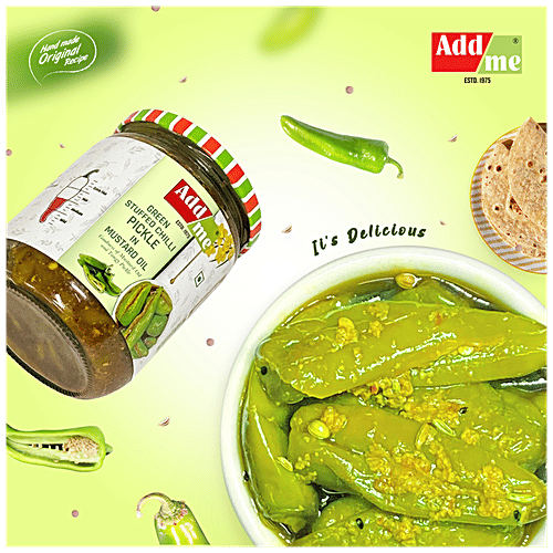 Buy Add Me Green Stuffed Chilli Pickle In Mustard Oil Spicy Online at
