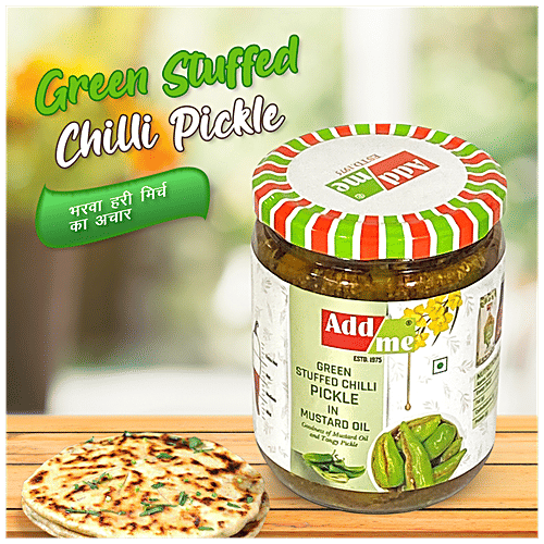 Buy Add Me Green Stuffed Chilli Pickle In Mustard Oil Spicy Online at