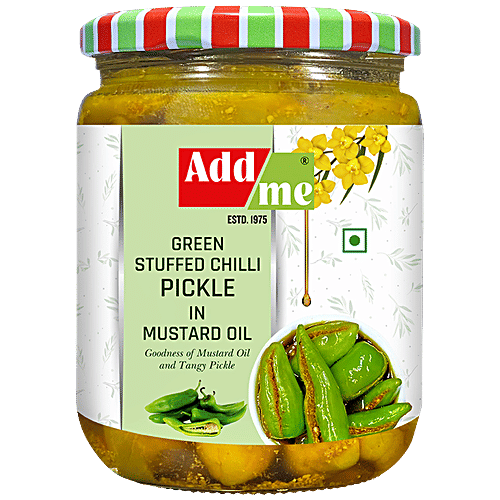 Buy Add Me Green Stuffed Chilli Pickle In Mustard Oil Spicy Online at
