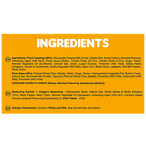 HyFun Garden Fresh Pizza - Thin Crust, Topped With Baby Corn, Olives, Jalapeno Pepper & Onion, 190 g  