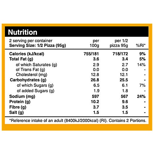 HyFun Garden Fresh Pizza - Thin Crust, Topped With Baby Corn, Olives, Jalapeno Pepper & Onion, 190 g  