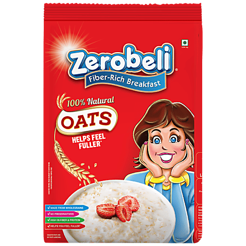 Zerobeli Oats - Natural Wholegrain, High In Fibre & Protein, Helps Feel Fuller, 1 kg  
